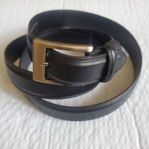 CJF MEN 55"BELT Black Leather Reinforced Belt Holes 1.5" Wide HeavyMetal Buckle